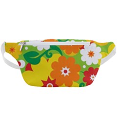 Flower Power Wallpaper Green Yellow Orange Red Waist Bag  by EDDArt