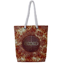 Chartres Double Infinity Antique Mandala Full Print Rope Handle Tote (small) by EDDArt