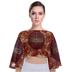 Chartres Double Infinity Antique Mandala Tie Back Butterfly Sleeve Chiffon Top by EDDArt