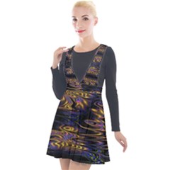 Abstract Art - Adjustable Angle Jagged 1 Plunge Pinafore Velour Dress