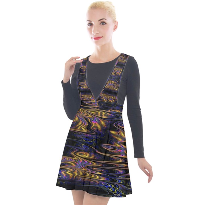 Abstract Art - Adjustable Angle Jagged 1 Plunge Pinafore Velour Dress