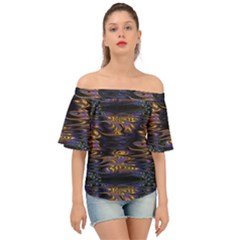 Abstract Art - Adjustable Angle Jagged 1 Off Shoulder Short Sleeve Top by EDDArt