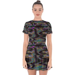 Abstract Art - Adjustable Angle Jagged 2 Drop Hem Mini Chiffon Dress