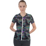 Abstract Art - Adjustable Angle Jagged 2 Short Sleeve Zip Up Jacket