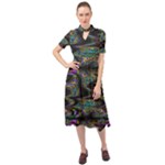 Abstract Art - Adjustable Angle Jagged 2 Keyhole Neckline Chiffon Dress