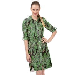 Botanic Camouflage Pattern Long Sleeve Mini Shirt Dress by dflcprintsclothing