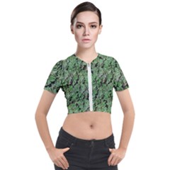 Botanic Camouflage Pattern Short Sleeve Cropped Jacket by dflcprintsclothing