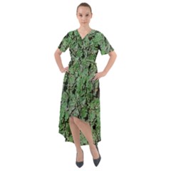 Botanic Camouflage Pattern Front Wrap High Low Dress by dflcprintsclothing