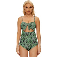 Botanic Camouflage Pattern Knot Front One-piece Swimsuit by dflcprintsclothing