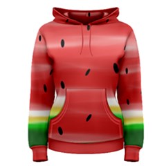 Painted Watermelon Pattern, Fruit Themed Apparel Women s Pullover Hoodie by Casemiro