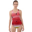 Painted watermelon pattern, fruit themed apparel Cut-Out Back One Piece Swimsuit View1