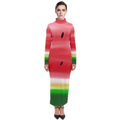 Painted Watermelon Pattern, Fruit Themed Apparel Turtleneck Maxi Dress by Casemiro