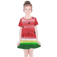 Painted Watermelon Pattern, Fruit Themed Apparel Kids  Simple Cotton Dress by Casemiro