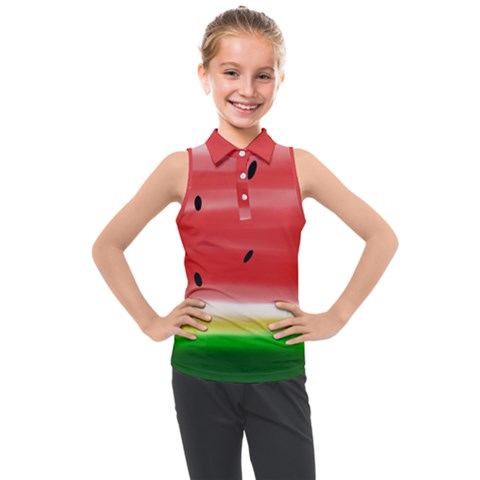 Painted Watermelon Pattern, Fruit Themed Apparel Kids  Sleeveless Polo Tee by Casemiro