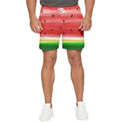 Painted Watermelon Pattern, Fruit Themed Apparel Men s Runner Shorts by Casemiro