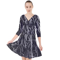 Field Of Light Abstract 3 Quarter Sleeve Front Wrap Dress by DimitriosArt