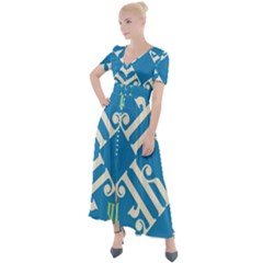 Abstract Pattern Geometric Backgrounds   Button Up Short Sleeve Maxi Dress by Eskimos