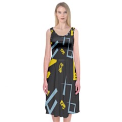 Abstract Pattern Geometric Backgrounds   Midi Sleeveless Dress by Eskimos