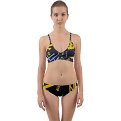 Abstract Pattern Geometric Backgrounds   Wrap Around Bikini Set by Eskimos