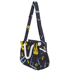 Abstract Pattern Geometric Backgrounds   Rope Handles Shoulder Strap Bag by Eskimos