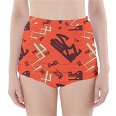 Abstract Pattern Geometric Backgrounds   High-waisted Bikini Bottoms by Eskimos