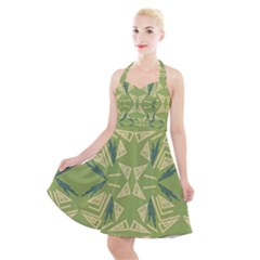 Abstract Pattern Geometric Backgrounds   Halter Party Swing Dress  by Eskimos