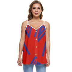 Abstract Pattern Geometric Backgrounds   Casual Spaghetti Strap Chiffon Top by Eskimos