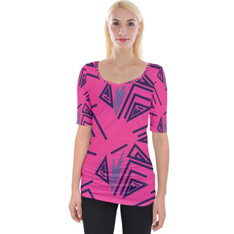 Abstract Pattern Geometric Backgrounds   Wide Neckline Tee by Eskimos