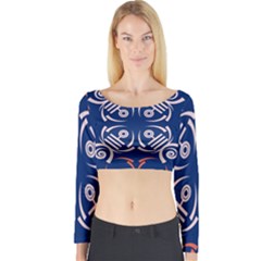 Abstract Pattern Geometric Backgrounds   Long Sleeve Crop Top by Eskimos