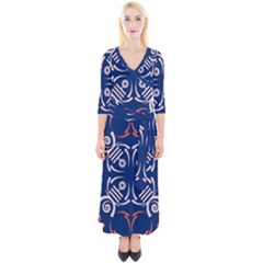 Abstract Pattern Geometric Backgrounds   Quarter Sleeve Wrap Maxi Dress by Eskimos