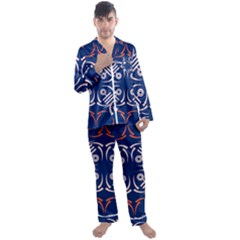 Abstract Pattern Geometric Backgrounds   Men s Long Sleeve Satin Pajamas Set by Eskimos