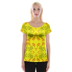 Abstract Pattern Geometric Backgrounds   Cap Sleeve Top by Eskimos