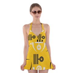 Abstract Pattern Geometric Backgrounds   Halter Dress Swimsuit  by Eskimos