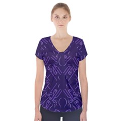 Abstract pattern geometric backgrounds   Short Sleeve Front Detail Top