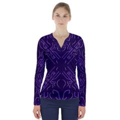 Abstract pattern geometric backgrounds   V-Neck Long Sleeve Top