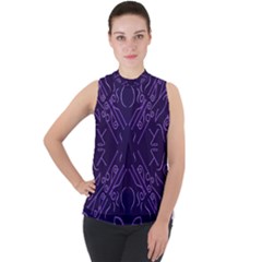 Abstract pattern geometric backgrounds   Mock Neck Chiffon Sleeveless Top