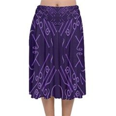 Abstract pattern geometric backgrounds   Velvet Flared Midi Skirt