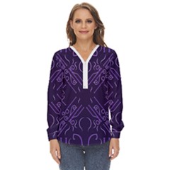 Abstract pattern geometric backgrounds   Zip Up Long Sleeve Blouse