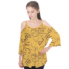Abstract Pattern Geometric Backgrounds   Flutter Sleeve Tee 
