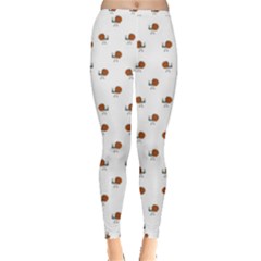Funny Cartoon Sketchy Snail Drawing Pattern Inside Out Leggings by dflcprintsclothing