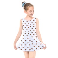 Funny Cartoon Sketchy Snail Drawing Pattern Kids  Skater Dress Swimsuit by dflcprintsclothing