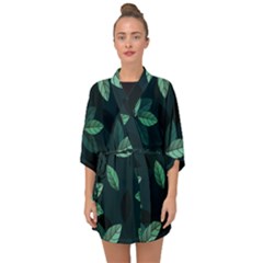 Foliage Half Sleeve Chiffon Kimono by HermanTelo