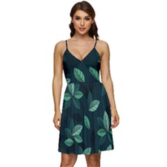 Foliage V-Neck Pocket Summer Dress 