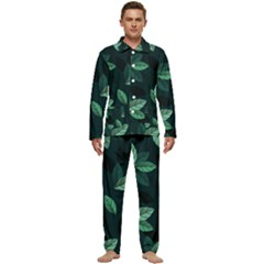 Foliage Men s Long Sleeve Velvet Pocket Pajamas Set by HermanTelo