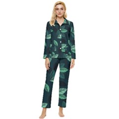 Foliage Womens  Long Sleeve Velvet Pocket Pajamas Set by HermanTelo