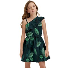 Foliage Kids  One Shoulder Party Dress