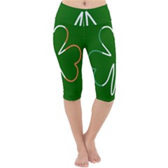 Shamrock Irish Clover St Patrick Lightweight Velour Cropped Yoga Leggings by yoursparklingshop