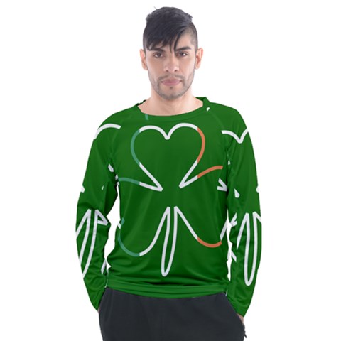 Shamrock Irish Clover St Patrick Men s Long Sleeve Raglan Tee by yoursparklingshop