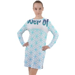 Flower Of Life  Long Sleeve Hoodie Dress by tony4urban