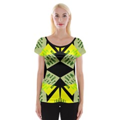 Abstract Pattern Geometric Backgrounds   Cap Sleeve Top by Eskimos